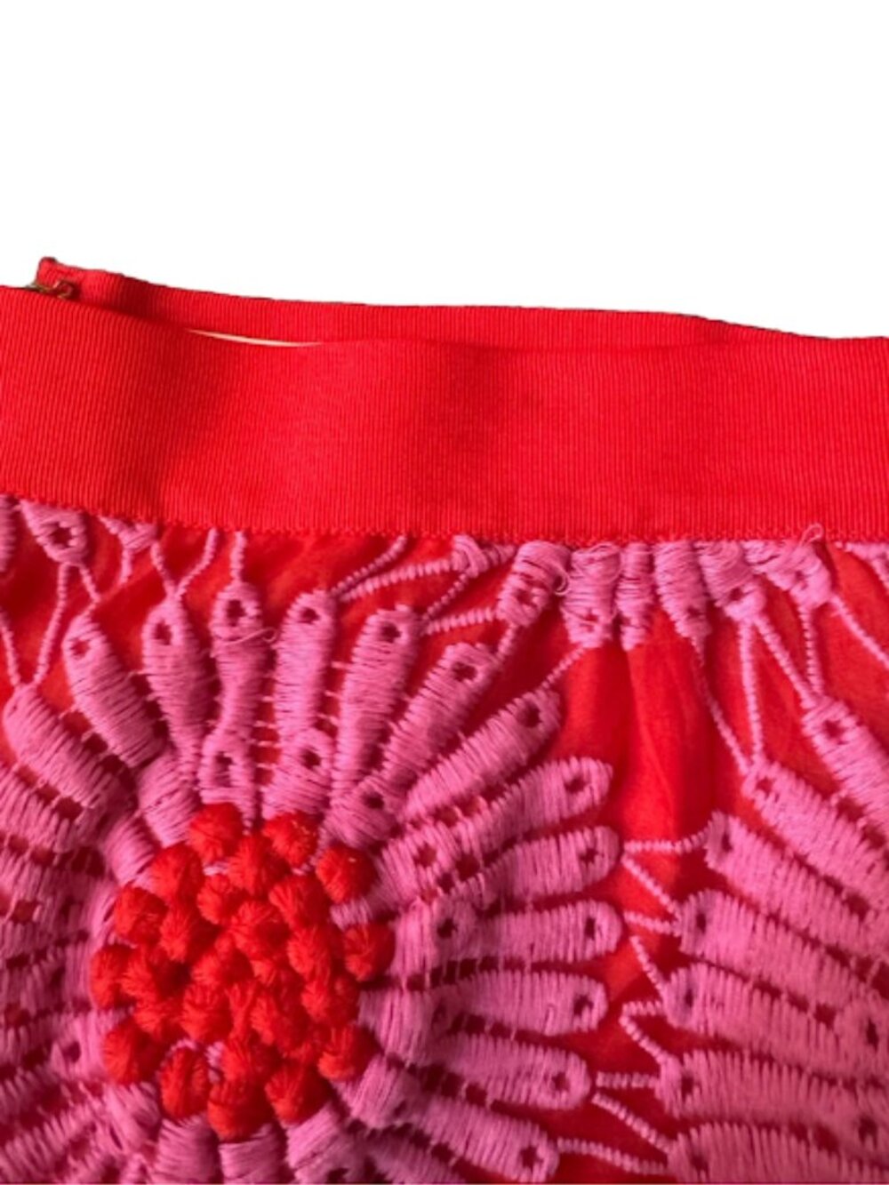 Kate Spade Red Pink Floral Print Skirt Sunburst A Line Mini Cotton Blend Work - Picture 7 of 9